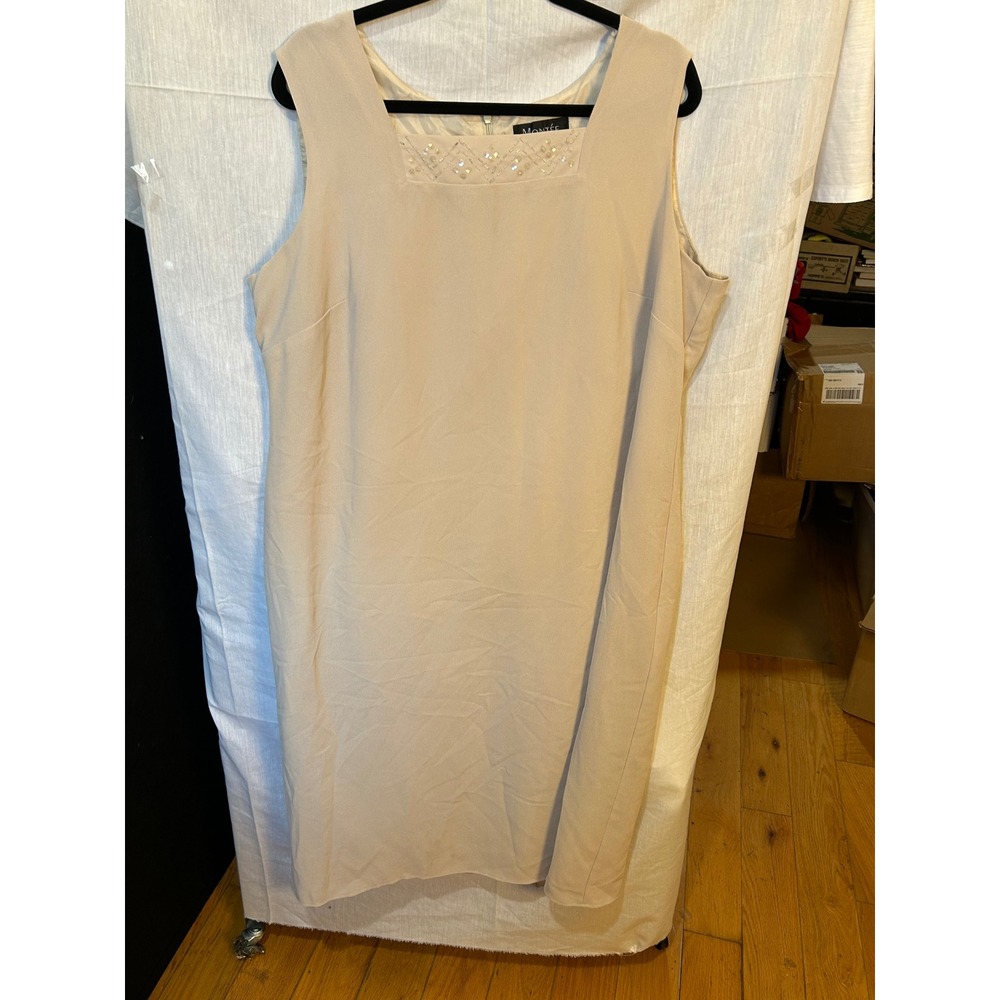 MONTEE COLLECTION Womens Beaded Square Neck Sleeveless Dress W/Over Sheath 18W